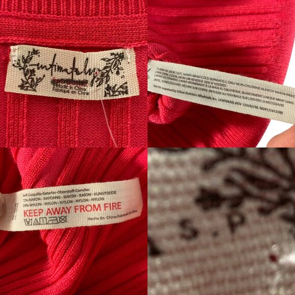 Free People Intimately Cocoa Bodysuit S Red Combo Striped Ribbed Knit Henley - Picture 7 of 14